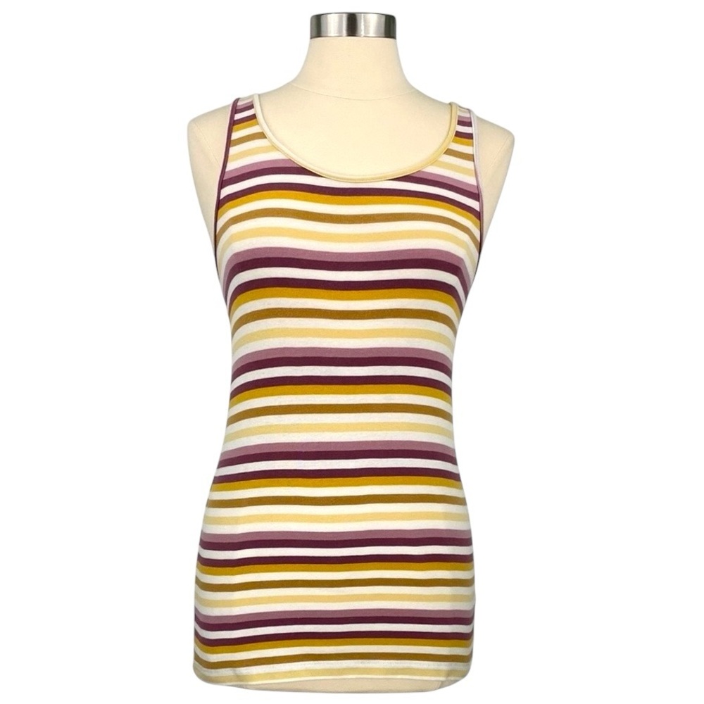 A New Day Yellow and Purple Striped Target Classic Casual Scoop Neck Tank Top